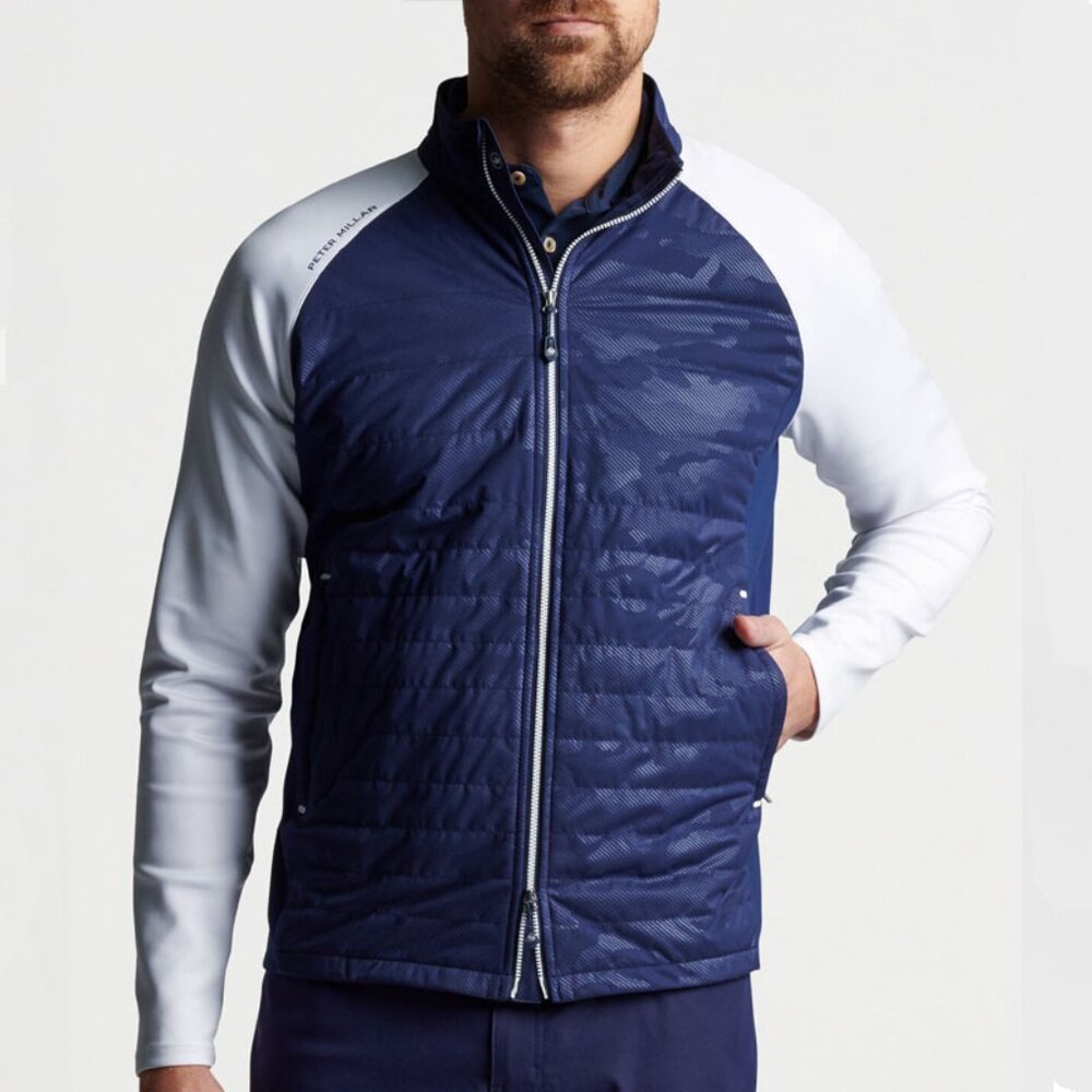 Peter Millar Hyperlight Merge Hybrid Jacket Medium Blue Camouflage